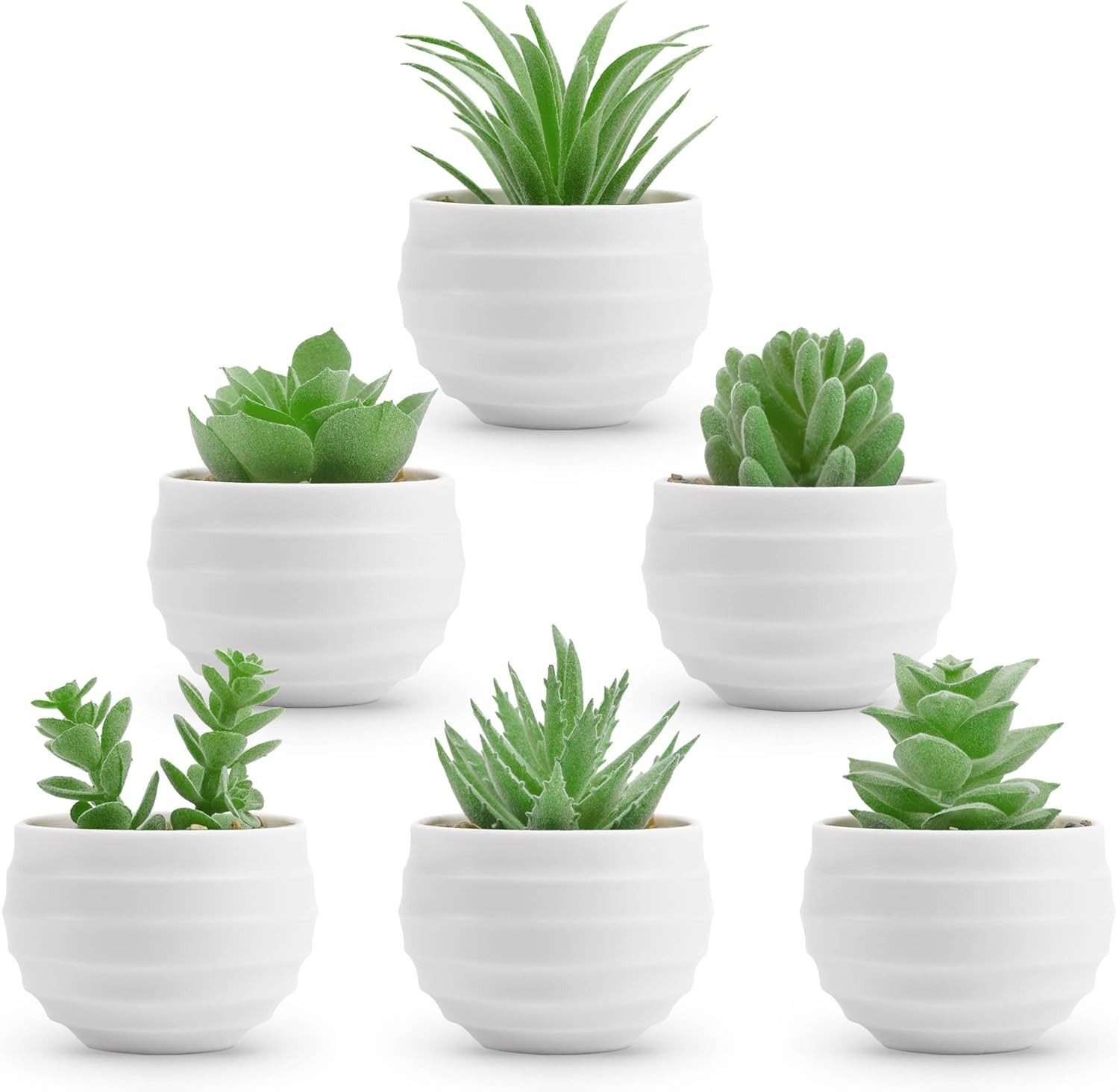 6 Pck Succulents Plants Artificial Fake in Pots Small Bathroom Decor Office Desk