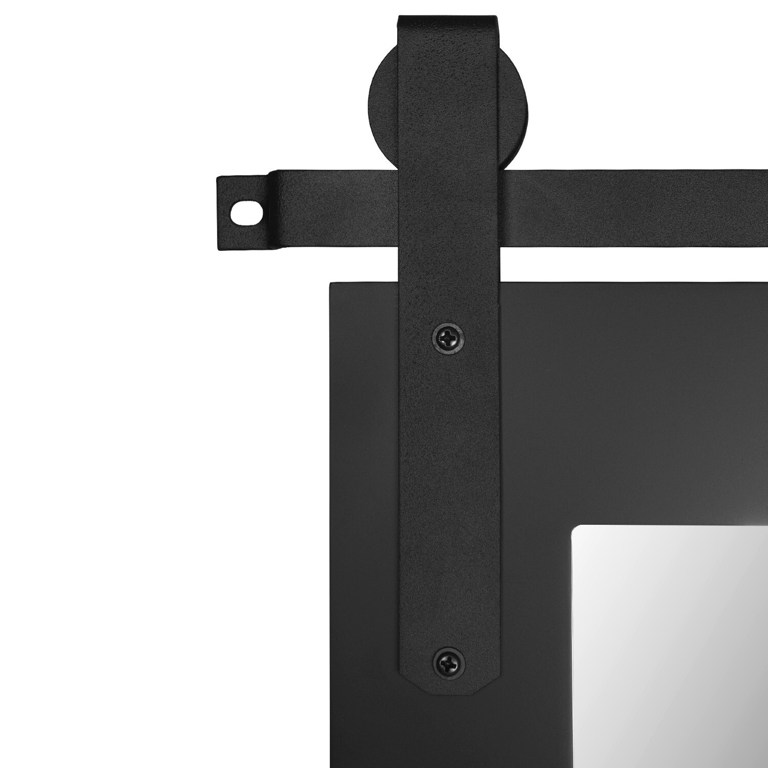 H&A Farmhouse Wall Mirror Rustic Horizontal Wood Framed Mirror, 28×22 Black