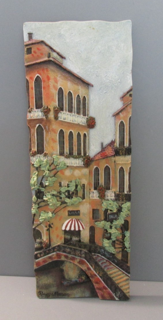 Roansj Manning “Scene of Venice, Italy” 3-D Wall Plaque / Tile