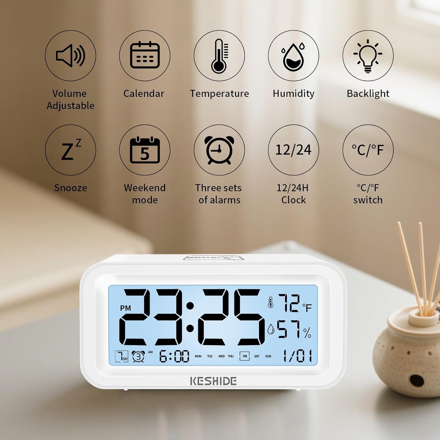 Battery Operated Digital Clock: Cordless Small Alarm Clock for Bedroom Travel…