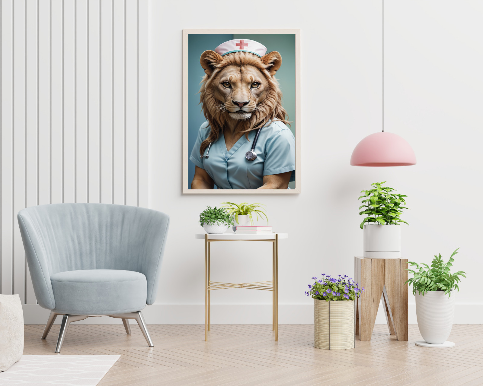 Nurse Lion Portrait, Animal Portrait, Realistic Animal Portrait,Animal Wall Art