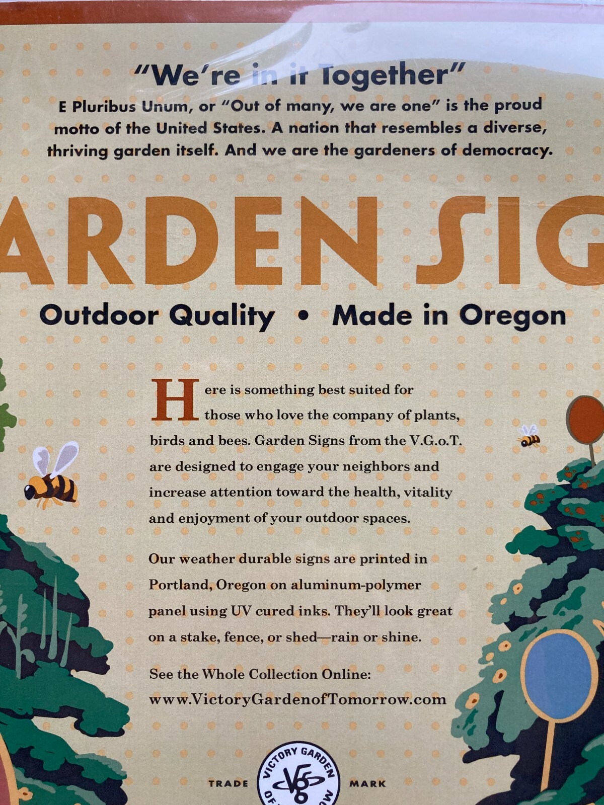 WE’RE IN IT TOGETHER – QUALITY METAL GARDEN SIGN 9″ Diameter NEW