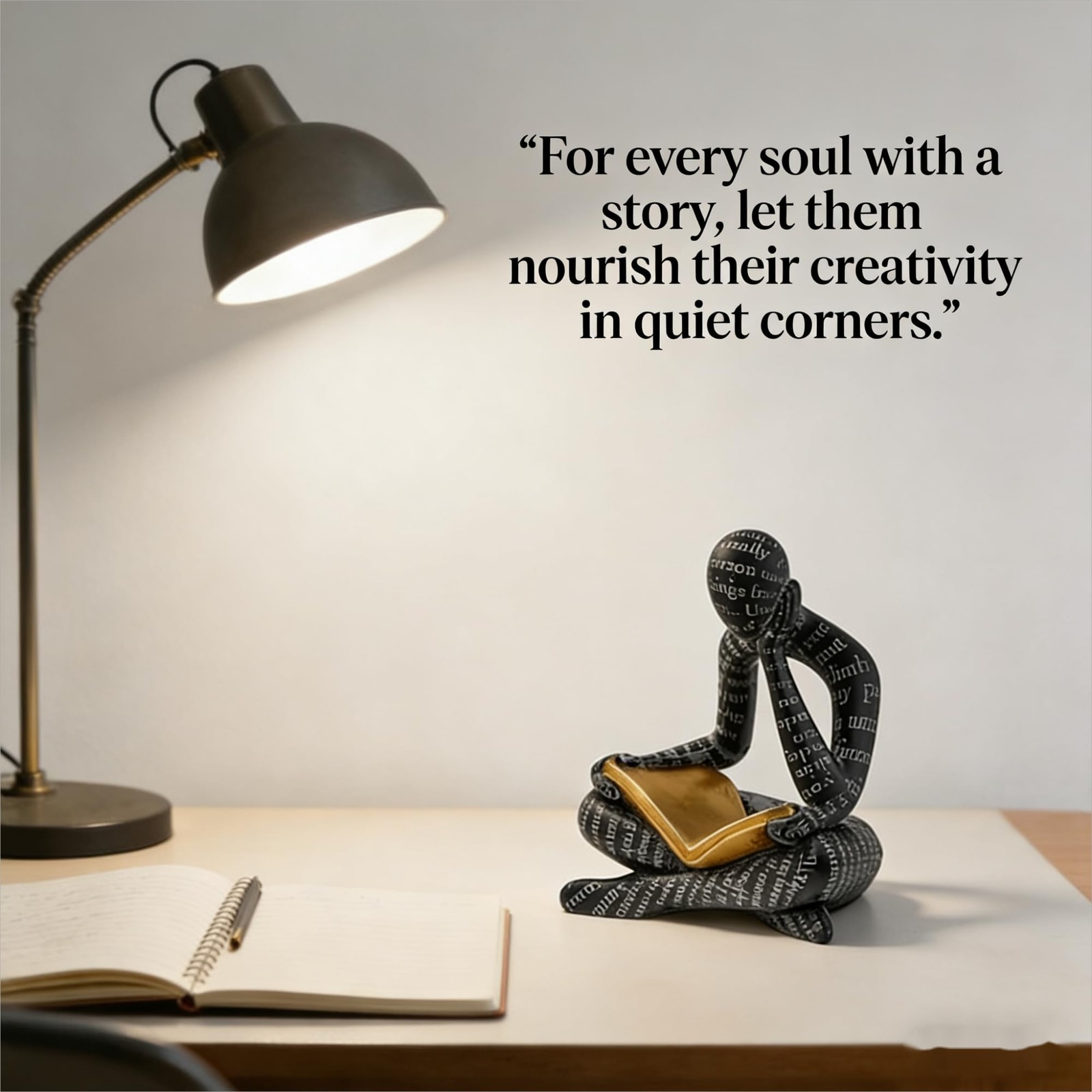 Bookshelf Decor Thinker Statue, Modern Decor for Shelves, Abstract Art Readin…