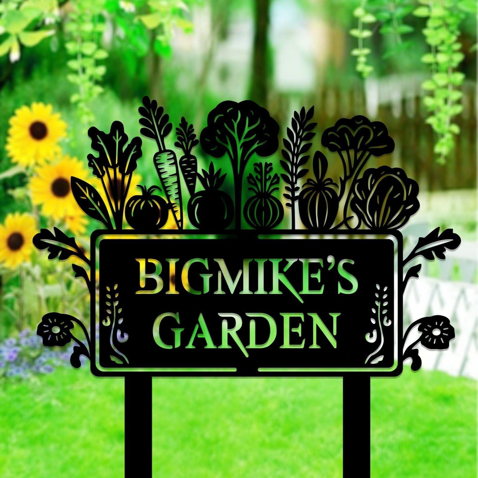 Personalized Vegetable Garden Sign, Custom Metal Yard Stake, Gardening Gift