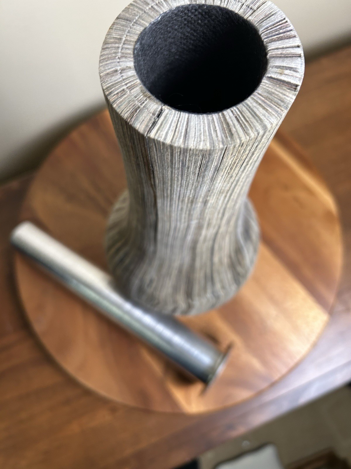 Sculptural Paper Vase Metal Insert Cylinder Modern Contemporary Art Flower Displ