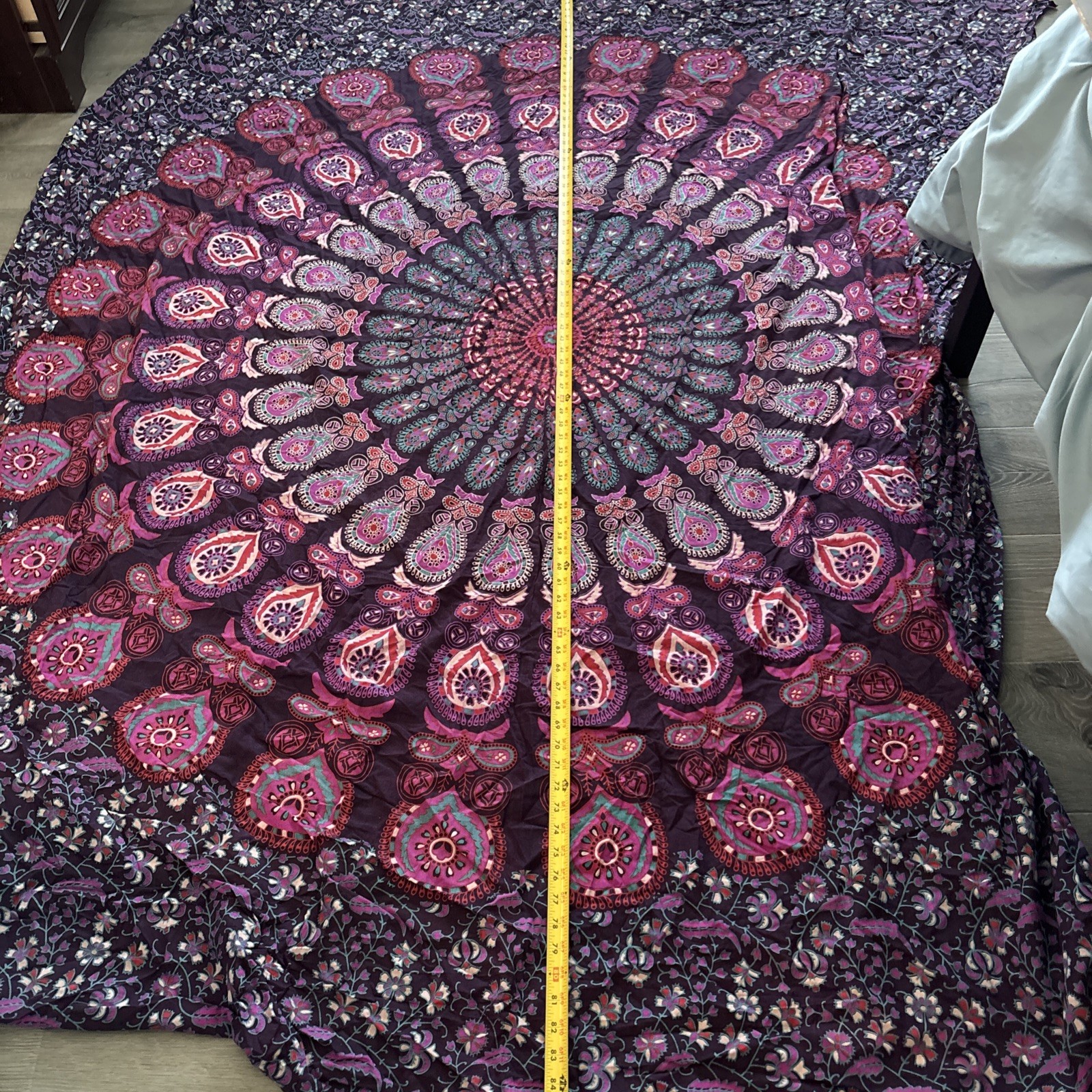 Mandala Wall Tapestry Bed Cover Bohemian Red & Purple Cotton Hippie Fabric India