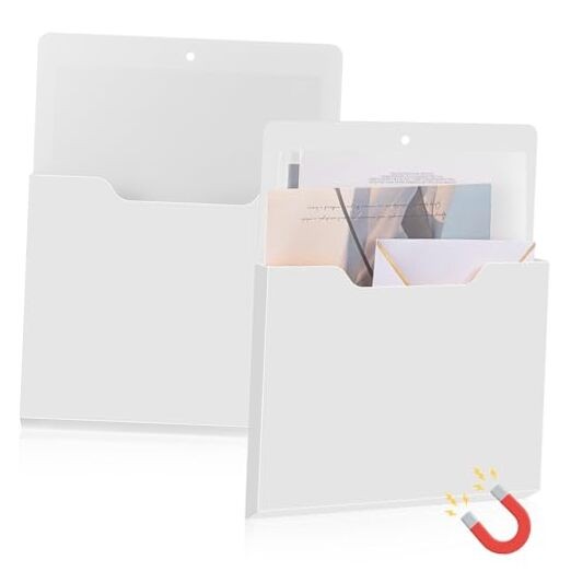 Feifeiya 2 Pcs Magnetic File Folder Wall 12.2 x 9.4 Inches White Color Vertical