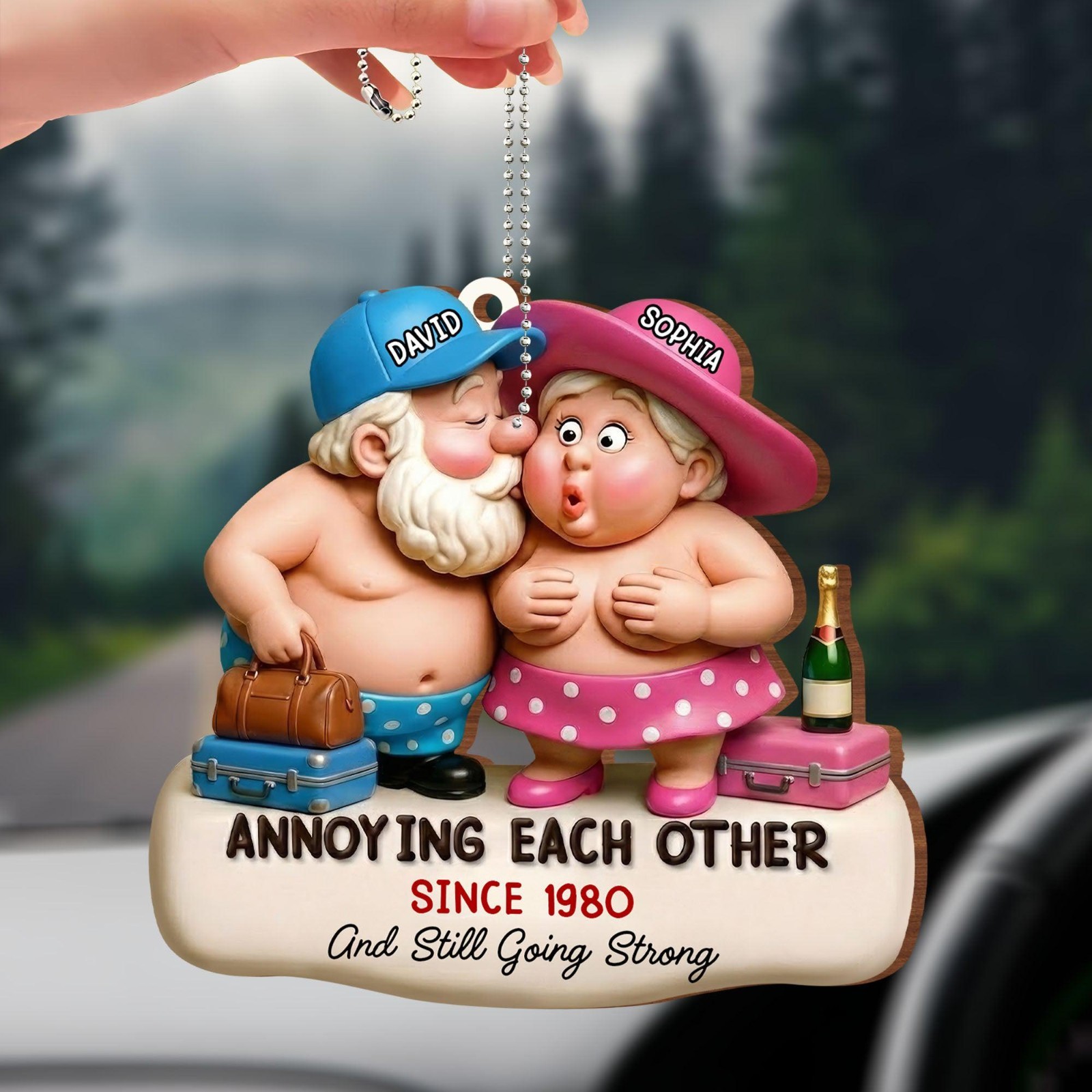 Custom Funny Couple Growing Old Together Car Hanger Ornament Valentine Gift