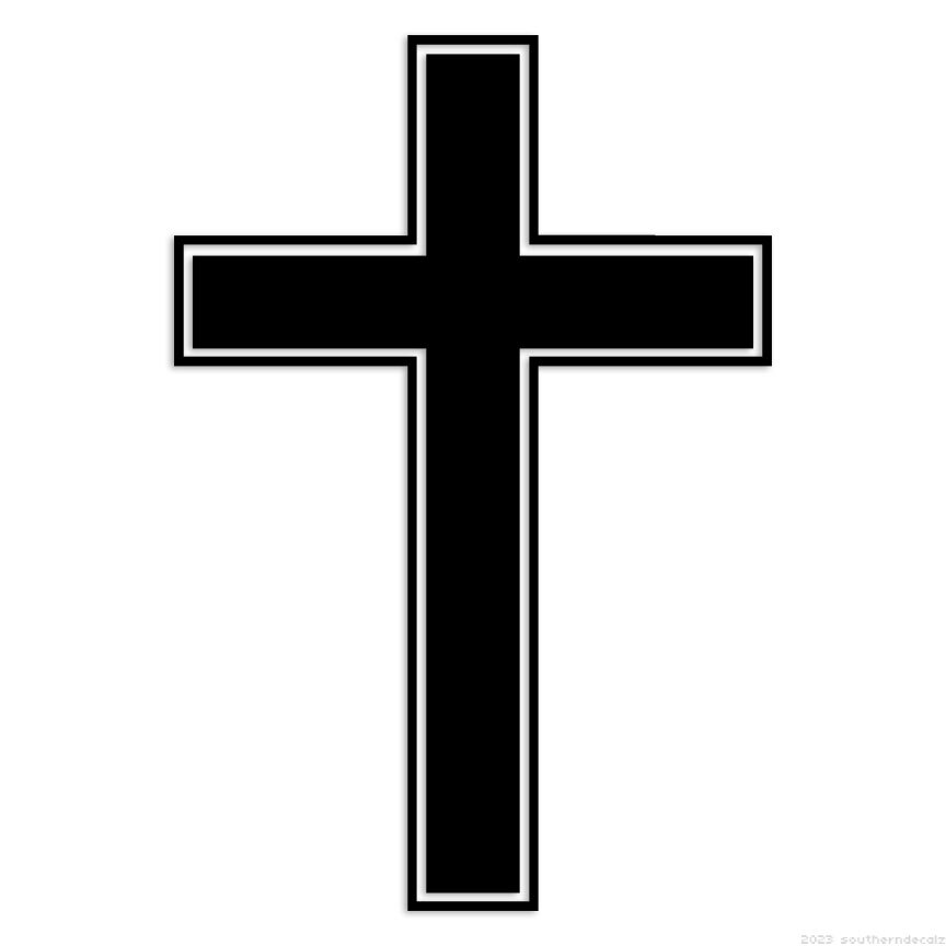 Outlined Cross Jesus – Decal Sticker – Multiple Colors & Sizes – ebn6816