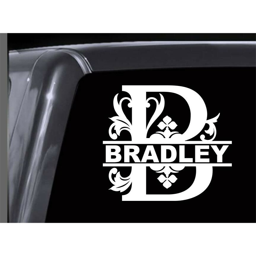 MONGRAM INITIAL Vinyl Decal Sticker Wall Picture Mirror Laptop Yeti Cooler