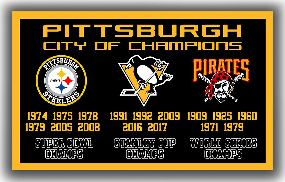 Pittsburgh Sports Team Memorable Flag 90x150cm 3x5ft City of Champions Banner