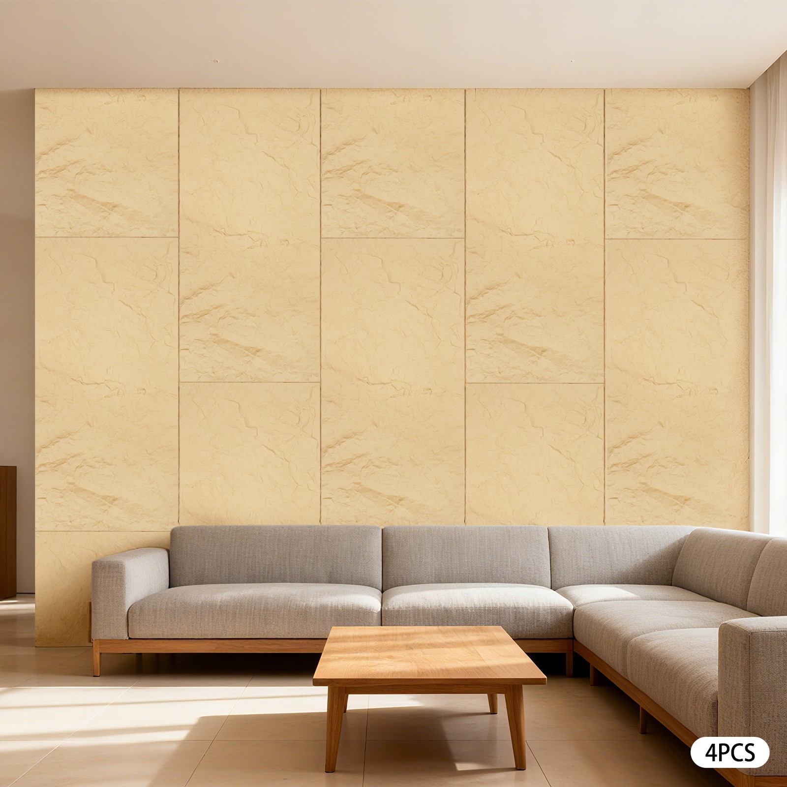 4PCS PU Panels Faux Stone Wall Panels for Interior Wall Decor Home Office