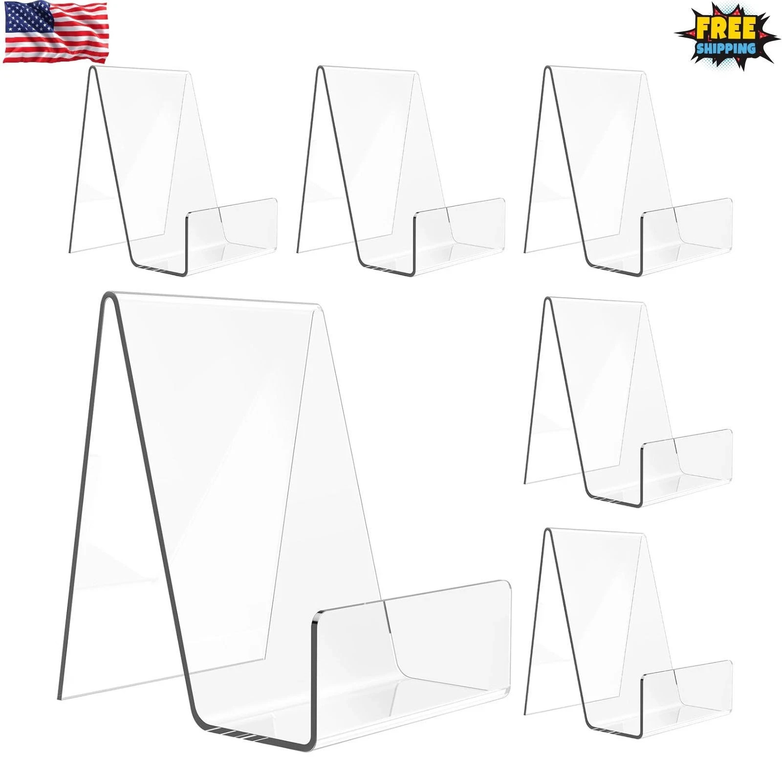 6 Pack Acrylic Book Stand, Clear Easel Stand for Display, Book Display Holder.