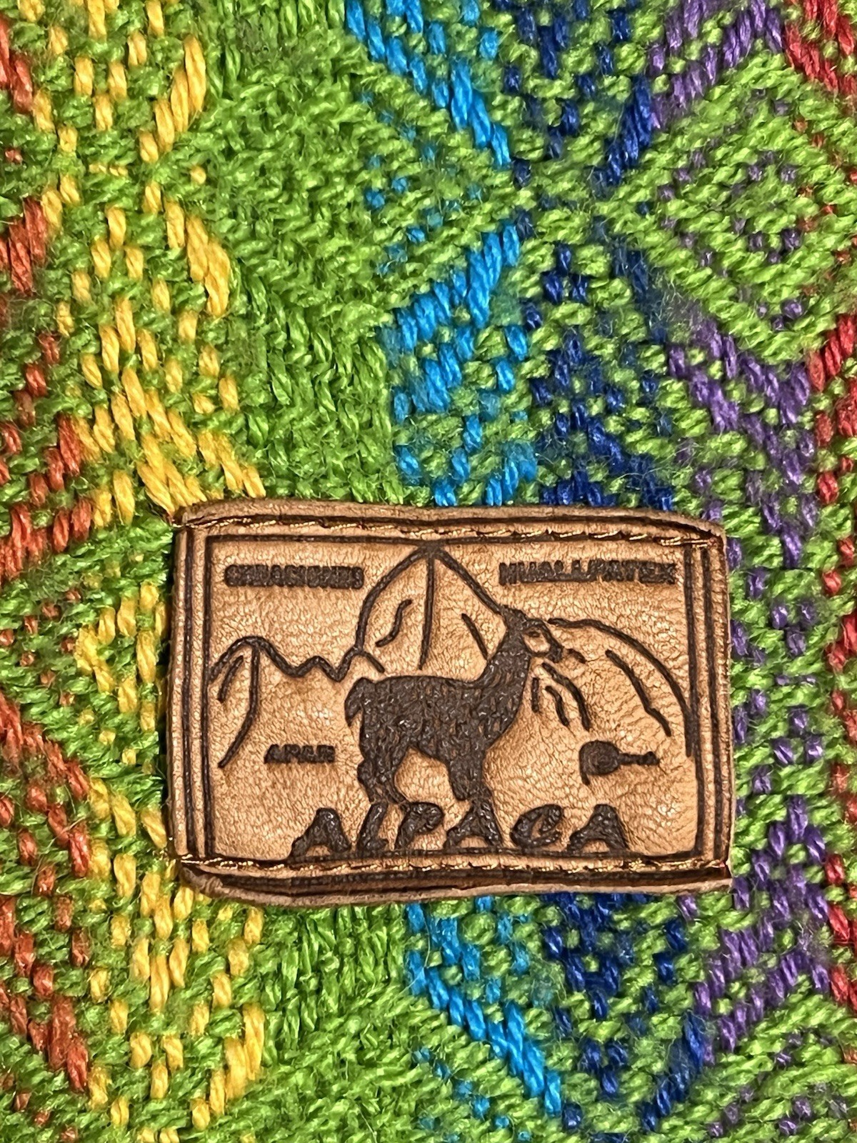 NEW Peruvian Alpaca Wool Blanket Throw Warm Colorful Rainbow Green Ultra-Soft
