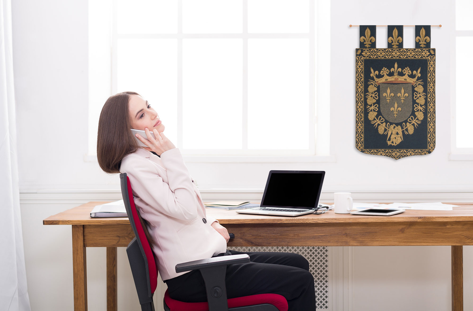 Blois With Loops Coat of Arms Belgian Tapestry Wall Art Hanging (New) 24×18 inch