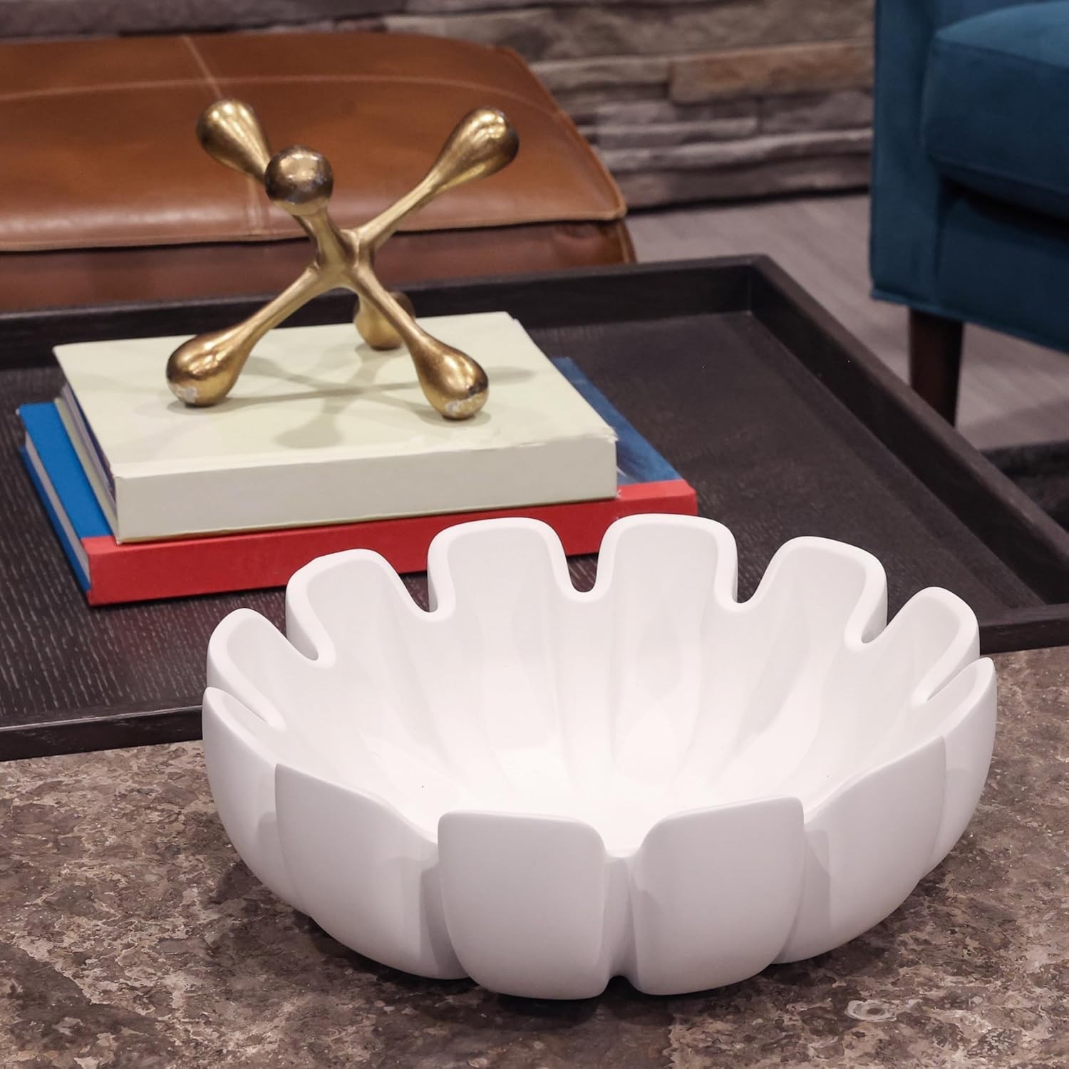 Modern 12″ Handcrafted Concrete Bowl – Elegant Centerpiece for Living Spaces