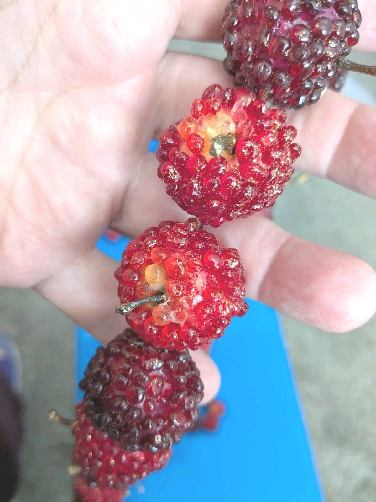 Beaded Fruit Cherries Berries Christmas Garland Lot Of 2 Strands 56″ Each