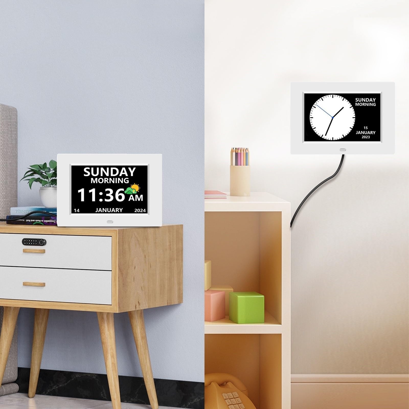 7 Inch Digital Clock with Day and Date for Elderly Alzheimer’s Clock Customiz…