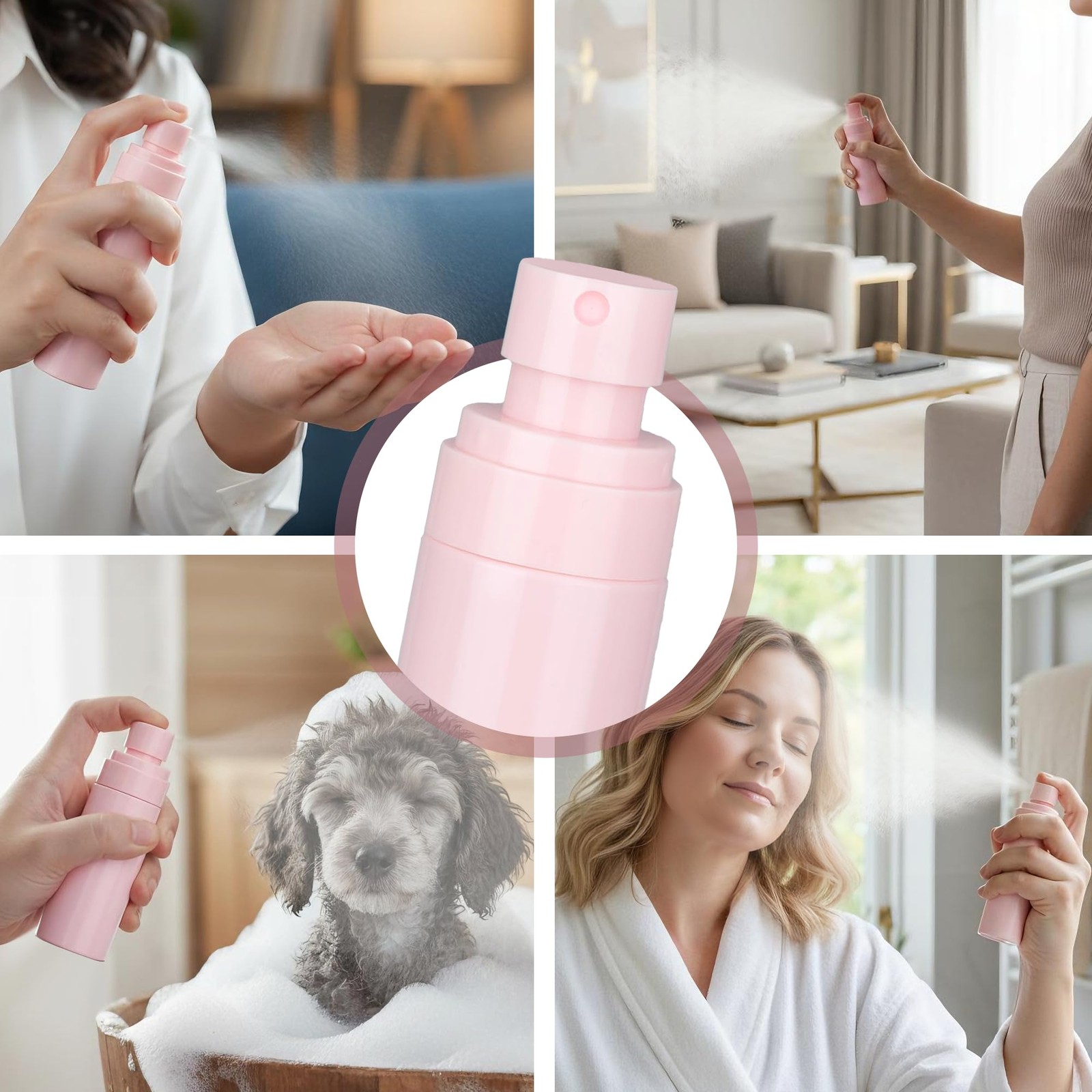 ZEJIA Small Spray Bottle, 2OZ Travel Mini Plastic 60ML, Pink
