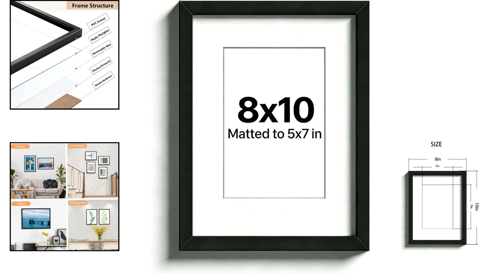 Elegant 8×10 Black Picture Frame – Classic Minimalist Wall Hanging Design