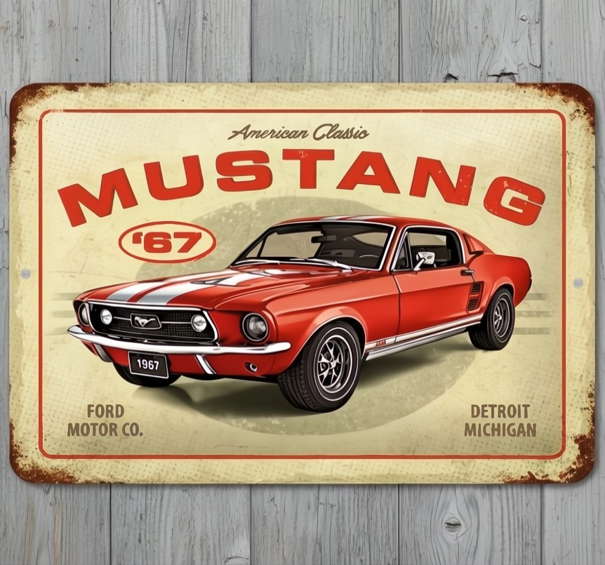 1967 Ford Mustang 12 x 18 Vintage Novelty Metal Sign Made In USA New!