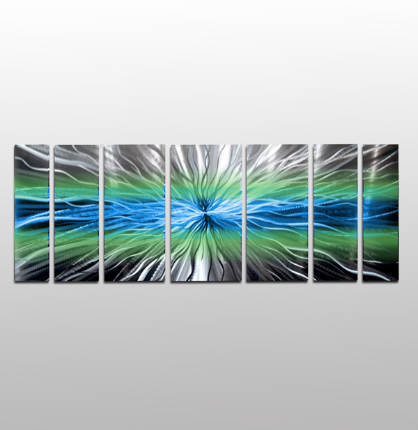Modern Contemporary Abstract Metal Wall Art Sculpture Blue Painting Home Decor .