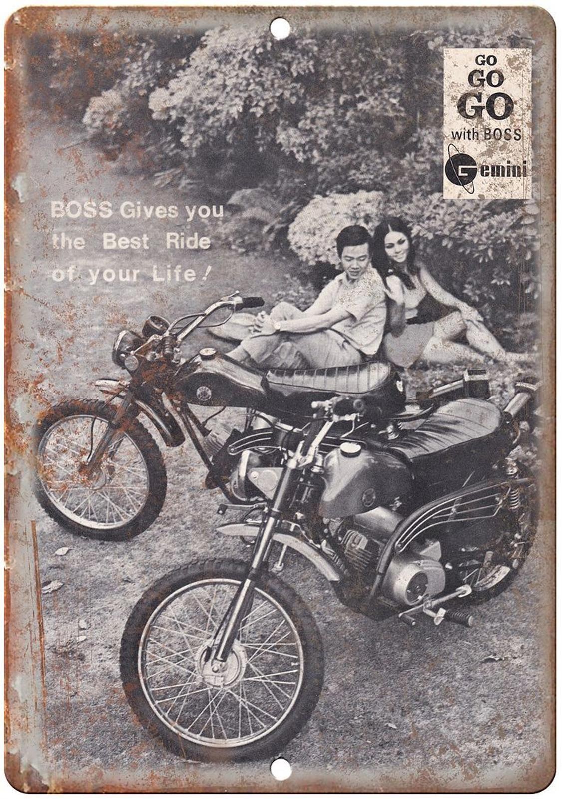 Motorcycle Metal Sign Boss Gemini Vintage Advertisement Aluminum 8×12