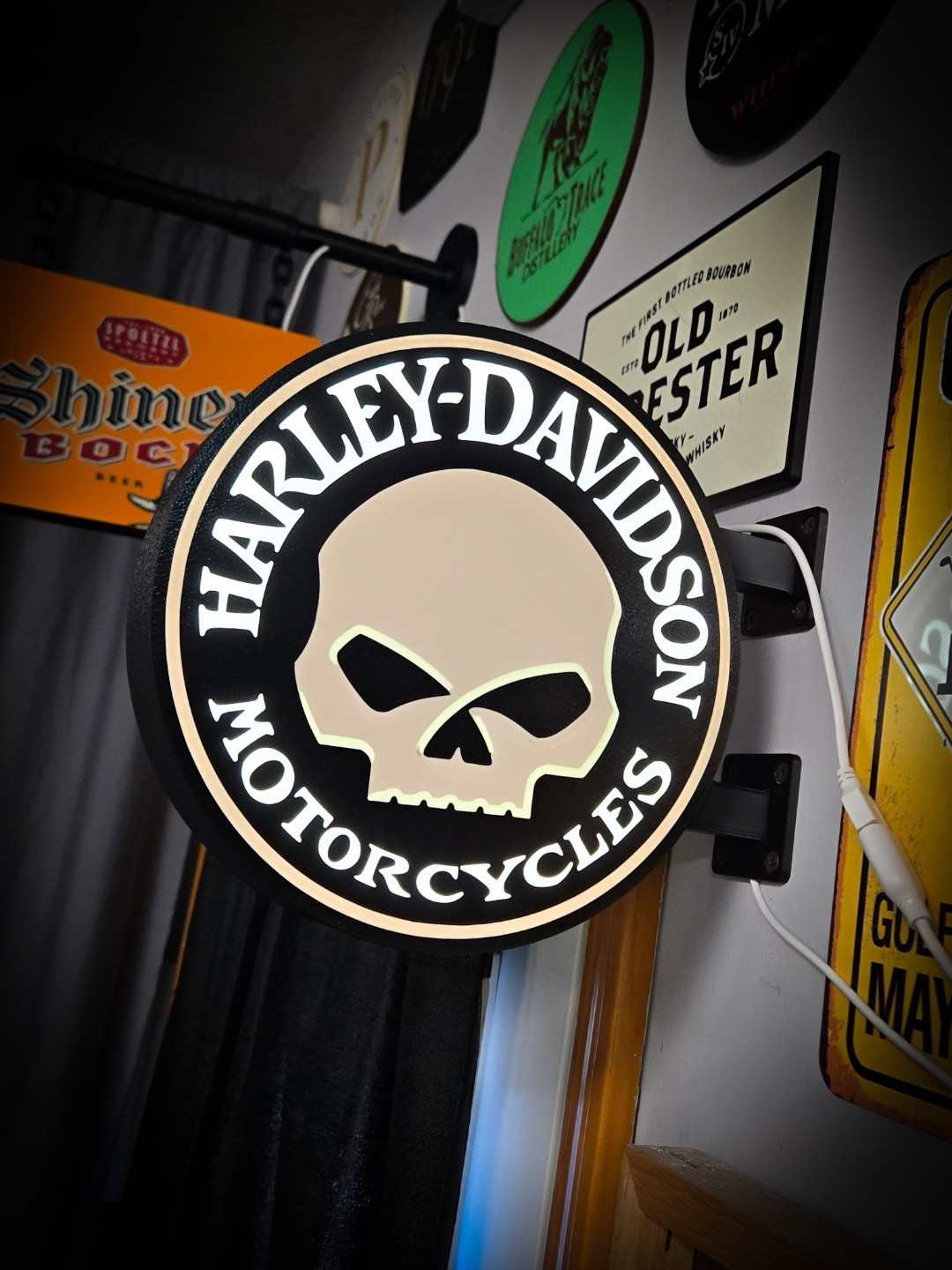 Harley-Davidson Skull LED Light Box | USB Powered Garage Sign | RGB Option