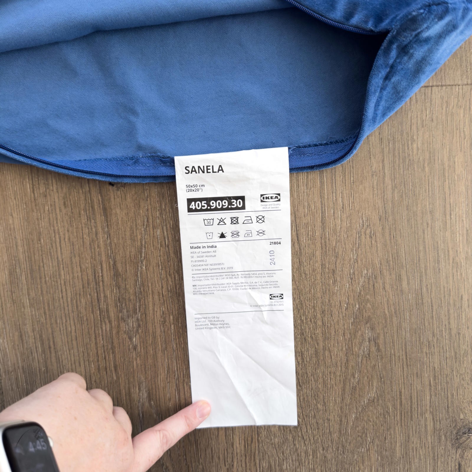 Ikea Sanela Blue Velvet Throw Pillow Cover 50X50cm