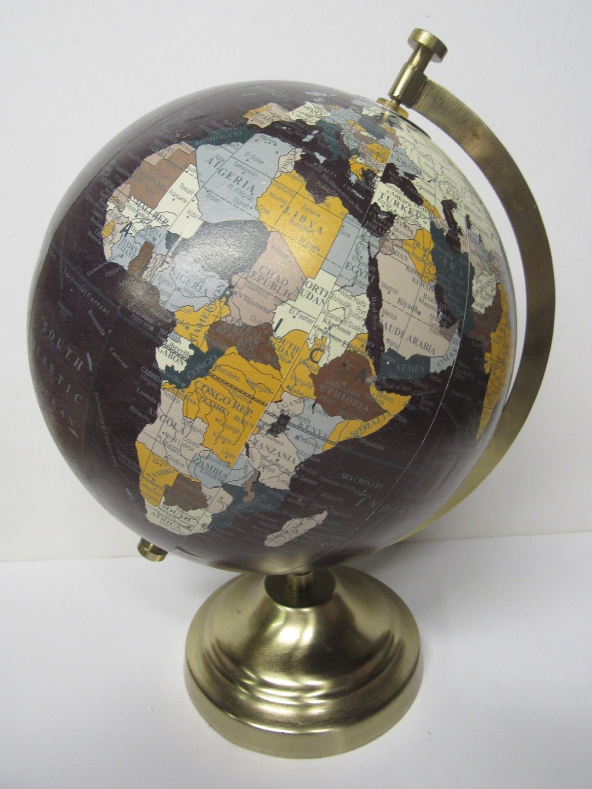 2014 Government of India 8″ Rotating Globe on Brass Color Tabletop Stand