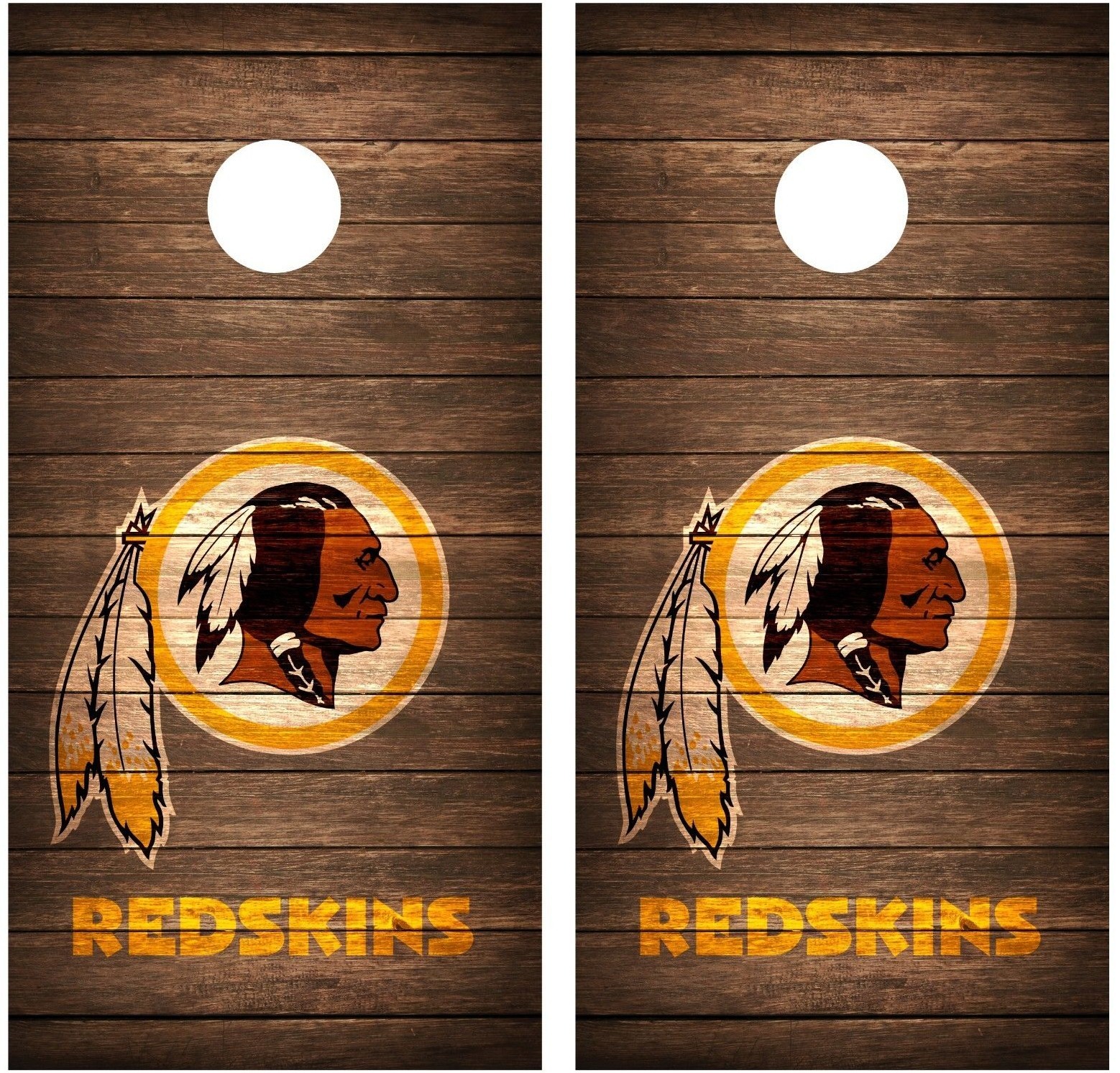 Washington Redskins Vintage Wood Cornhole Board Decal Wrap Wraps (brown)