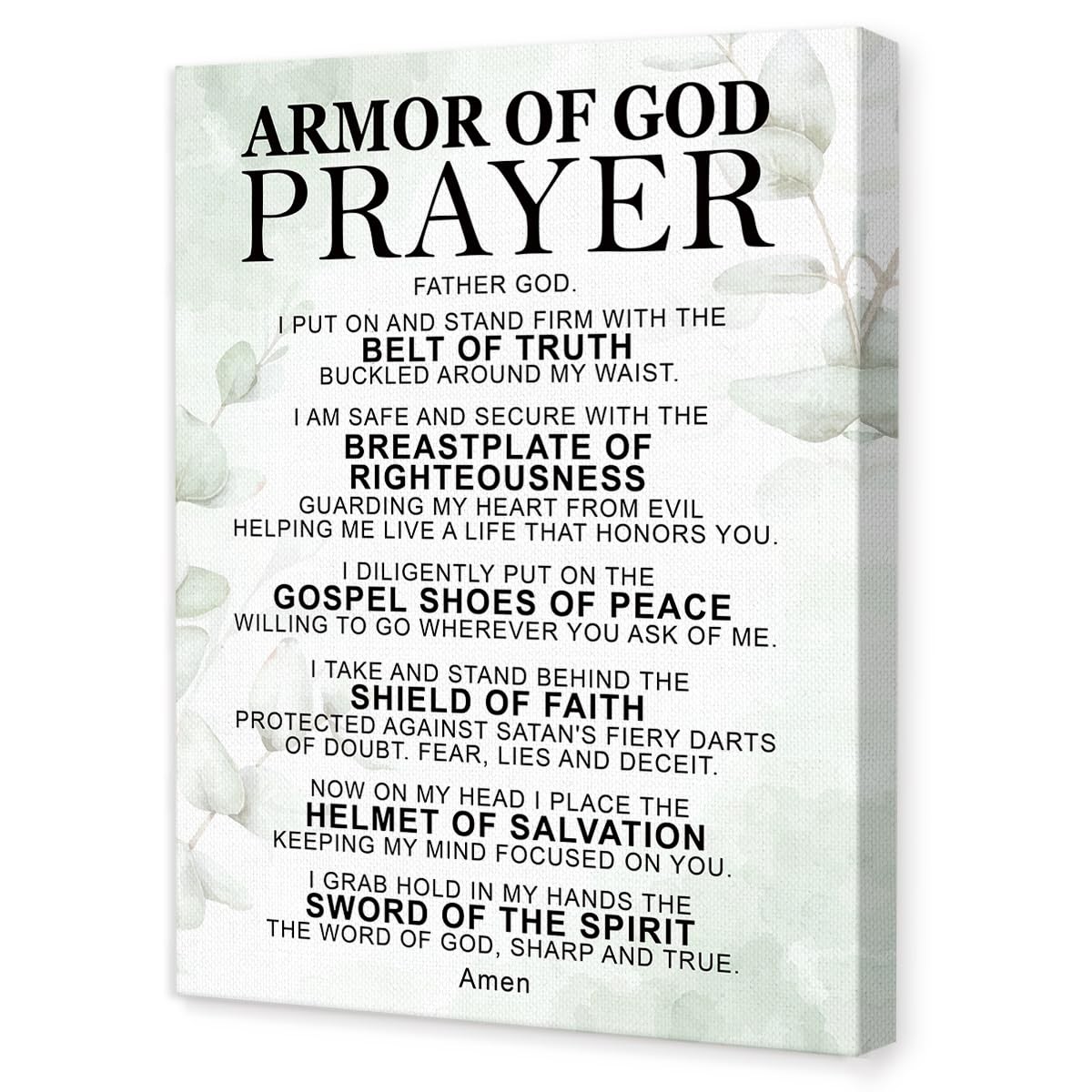 Armor of God Prayer Wall Art,Scripture Religious Canvas Wall Decor for Christ
