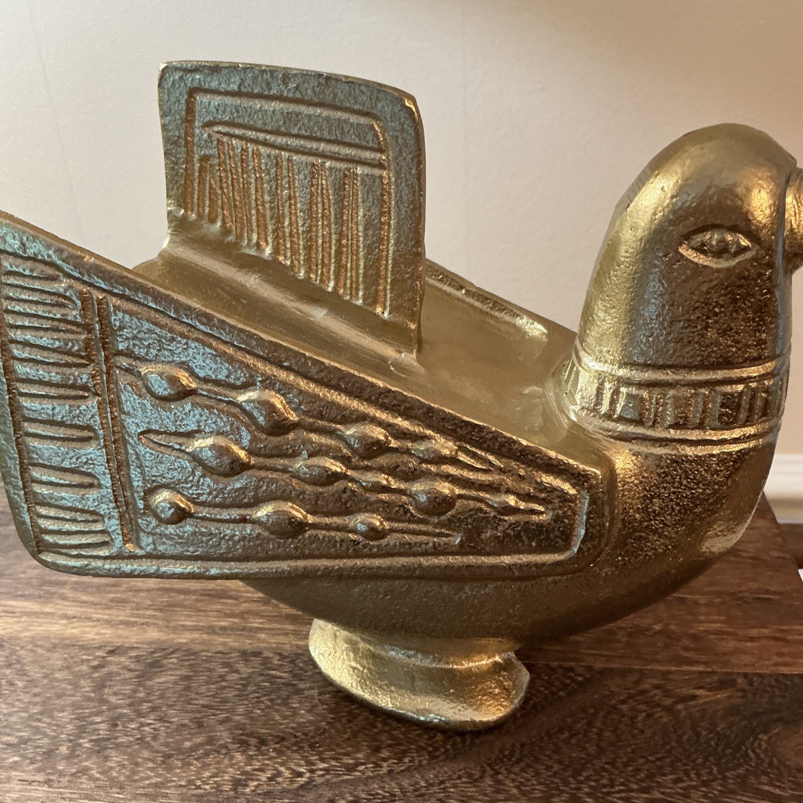 Cast Metal Bird Sculpture Project 62 Eames Style Gold Finish Dove Peace MCM