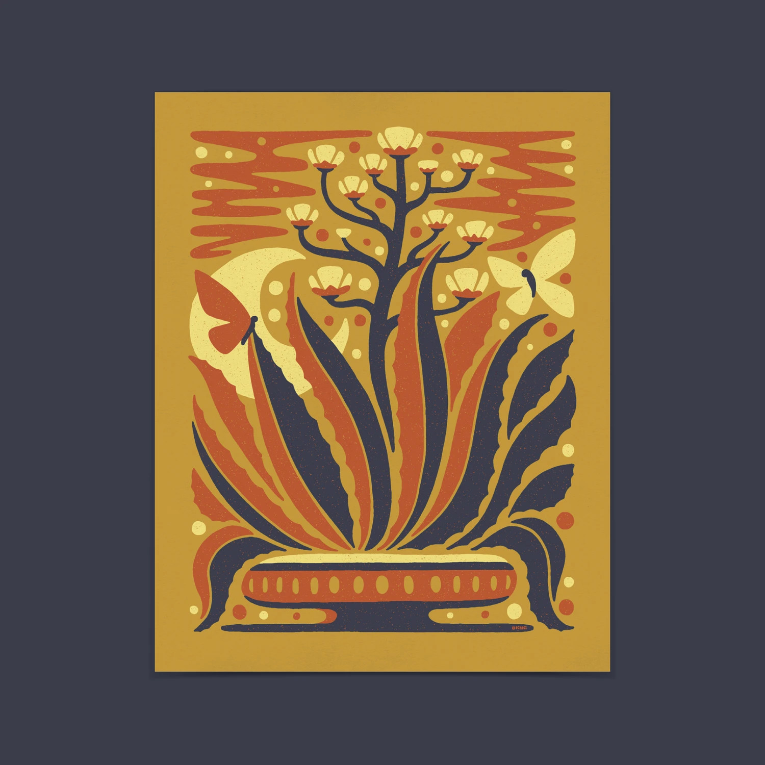 DKNG Agave Bloom Art Print (11″ x 14″ Potted Cactus Silkscreen Poster)