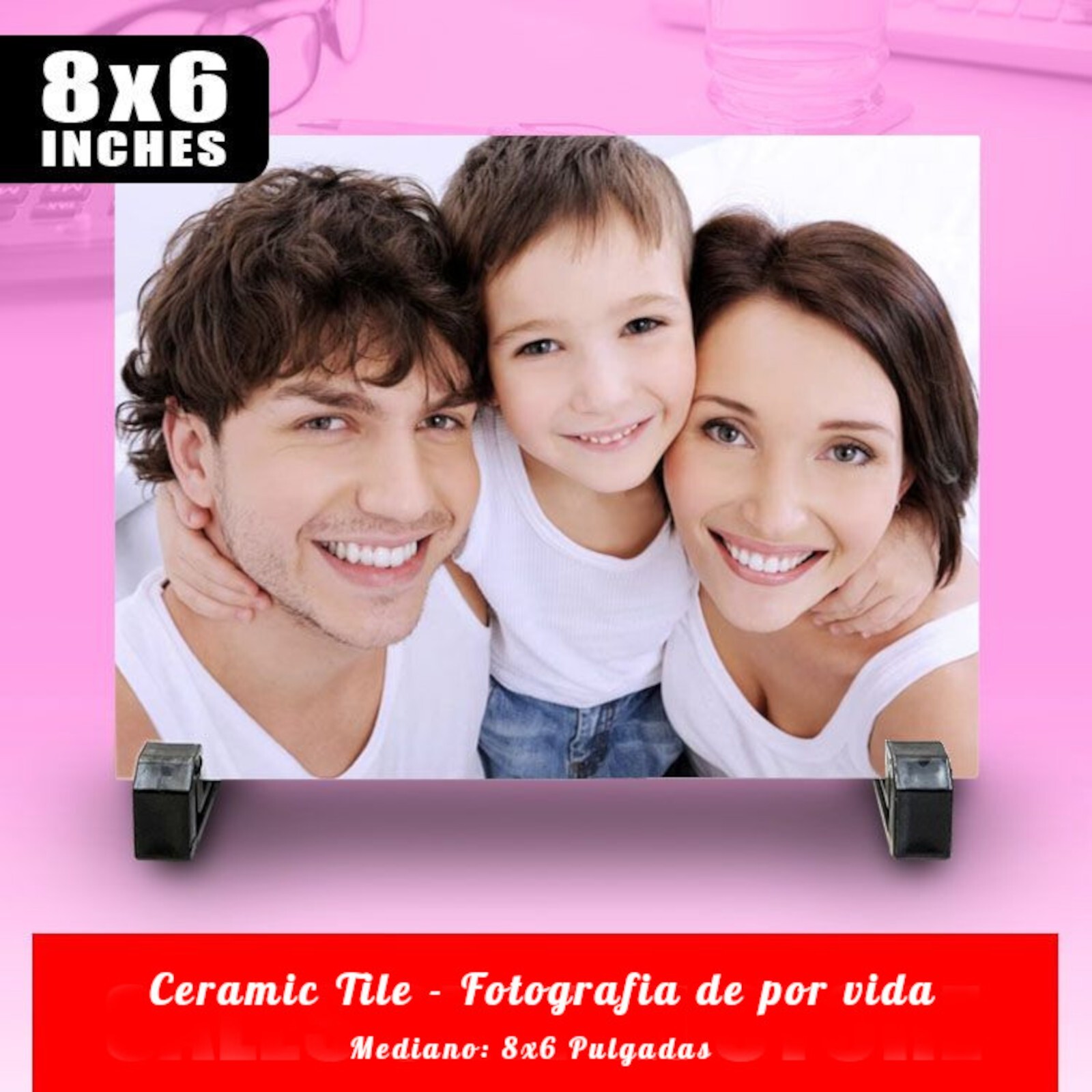 Custom Family Photo Ceramic Tile Gift – Home Decor with Lifetime Print – Quality