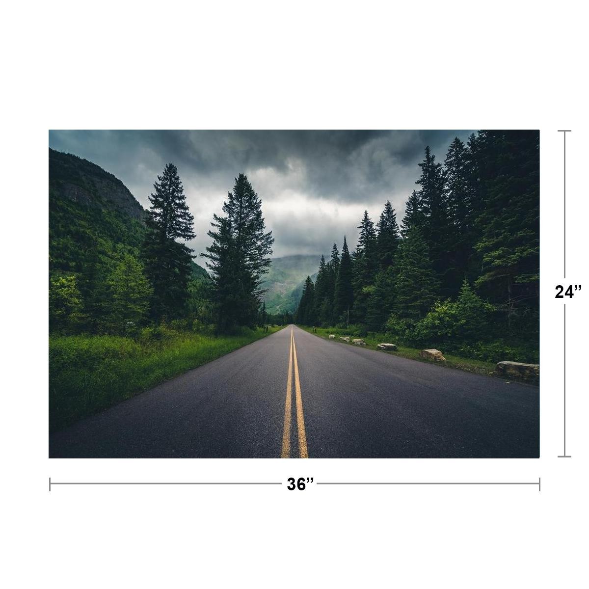 Empty Driving Road Through Mountain Forest Landscape Photo Poster 36×24