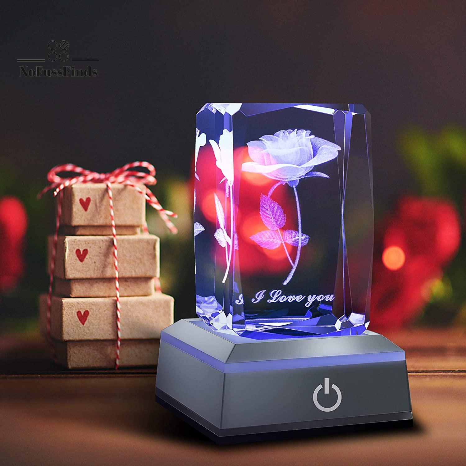 3D Rose Crystal Multicolor Nightlight – I Love You Decolamp – Perfect Valentines