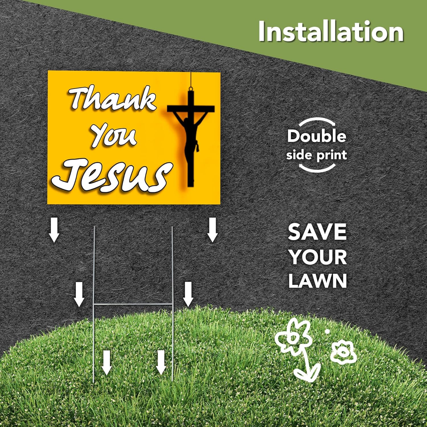 Thank You Jesus Yard Sign – 14X10 Double Sided Jesus Loves You Lawn Signs – M…