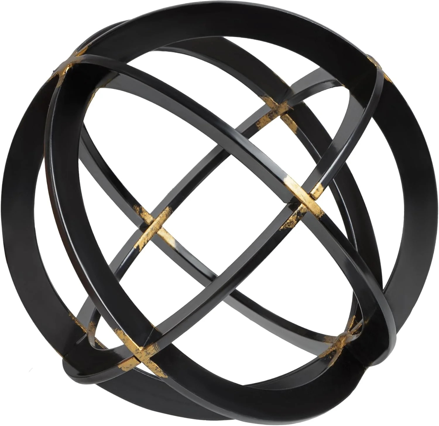 Decorative Sphere for Home Decor – Black & Gold, Hand Painted, Modern Decorative