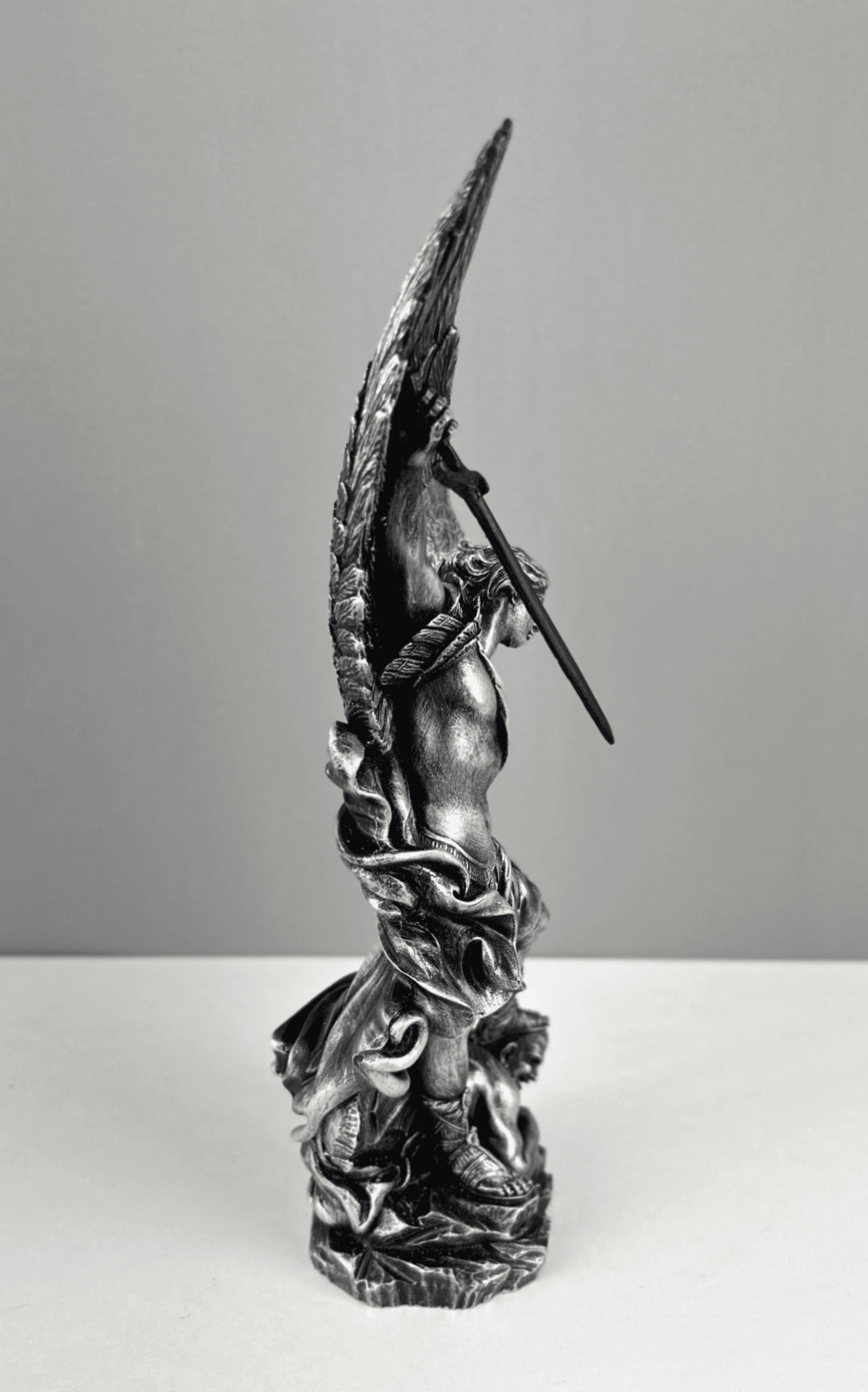 St. Michael Defeating Lucifer Statue, 29cm/11.4 in, Archangel Michael Sculpture