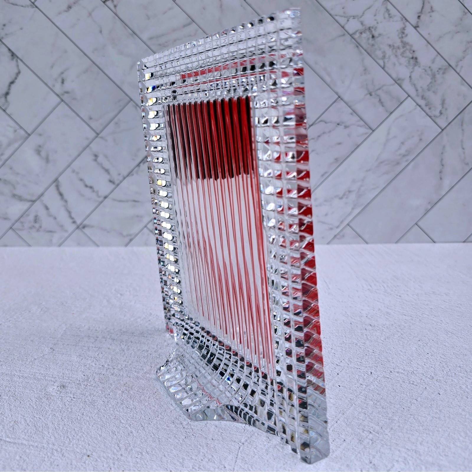 Baccarat Crystal Eye Picture Frame 5×7 Signed Etched Heavy Cut Crystal