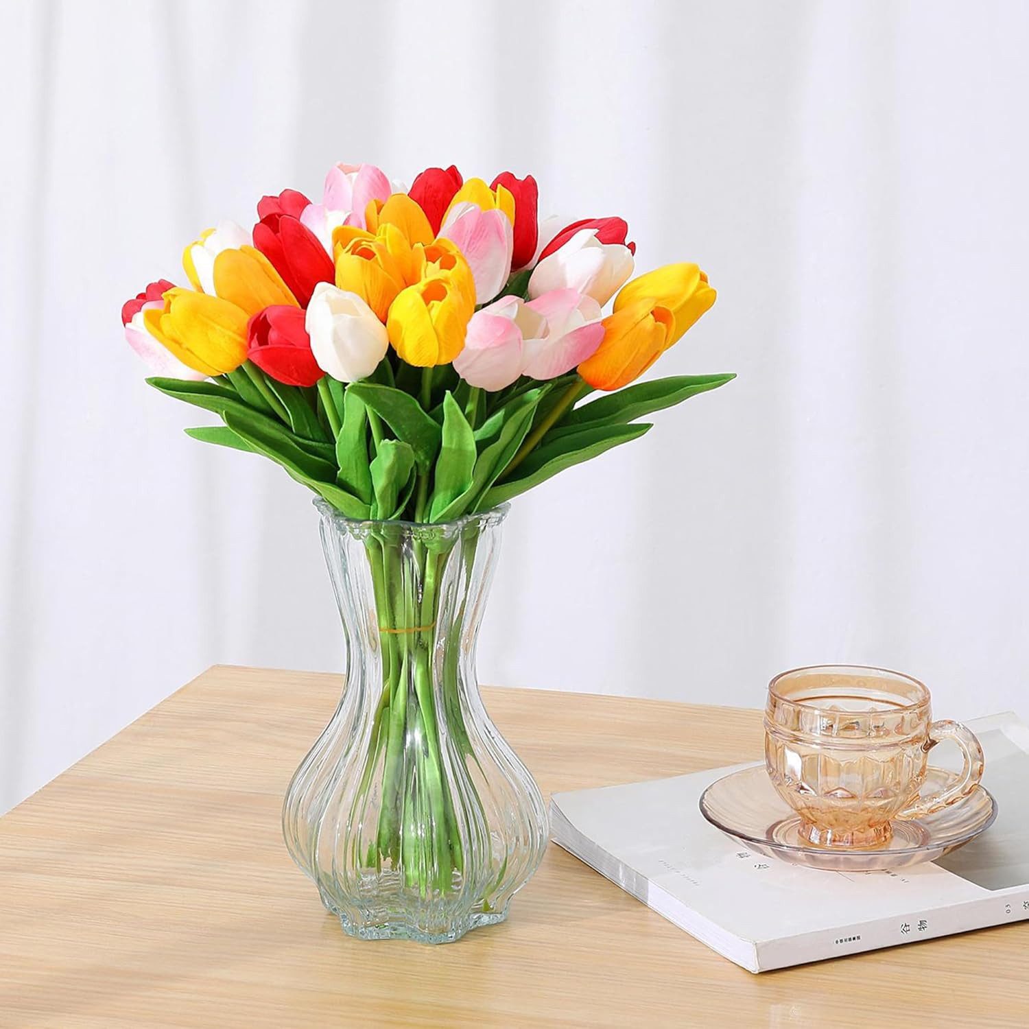 Artificial Tulip Flowers – 15 Pcs Real Touch PU for Home and Events Decor