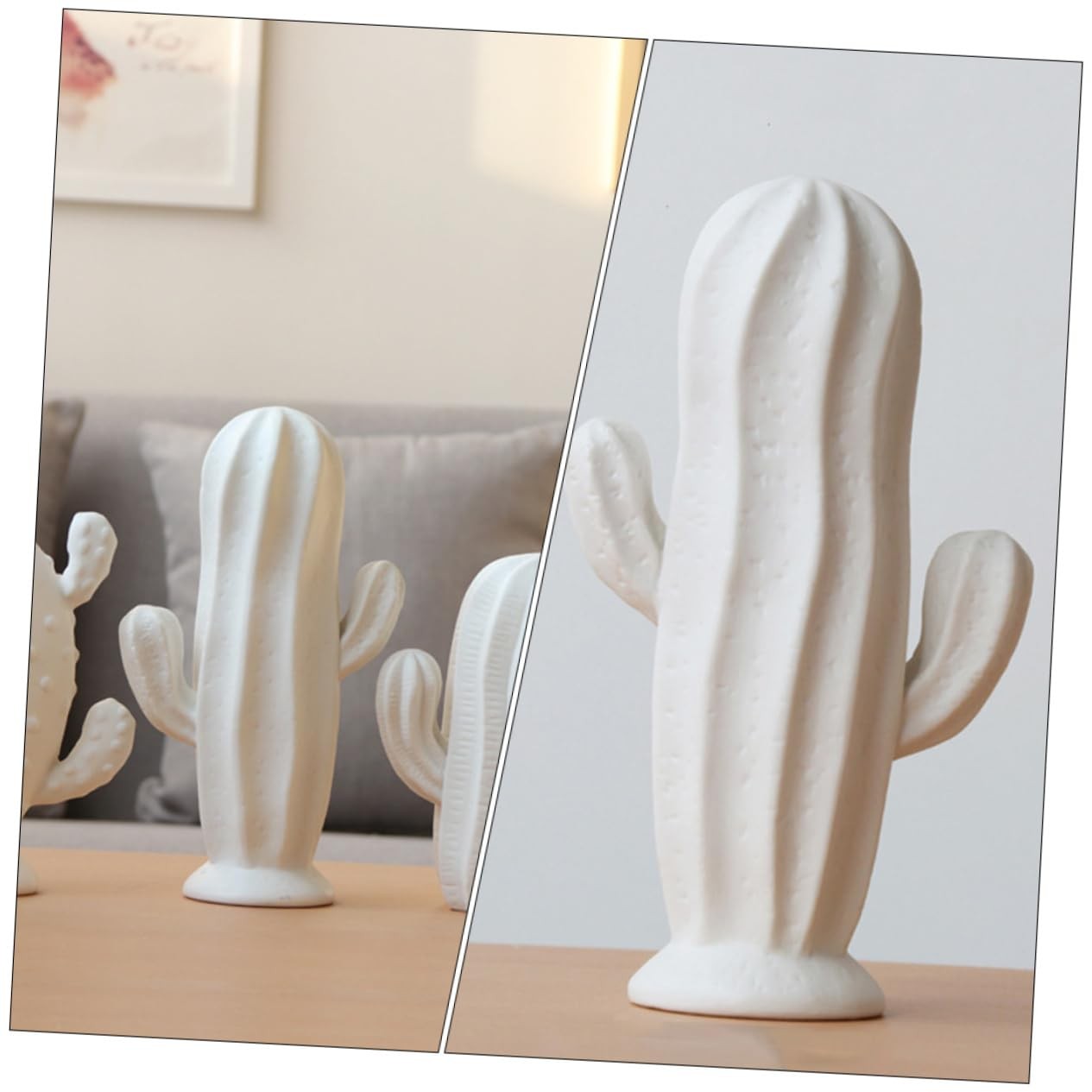 Ceramic Cactus Figurine Minimalist Cactus Statue Porcelian Collectible Art Sc…