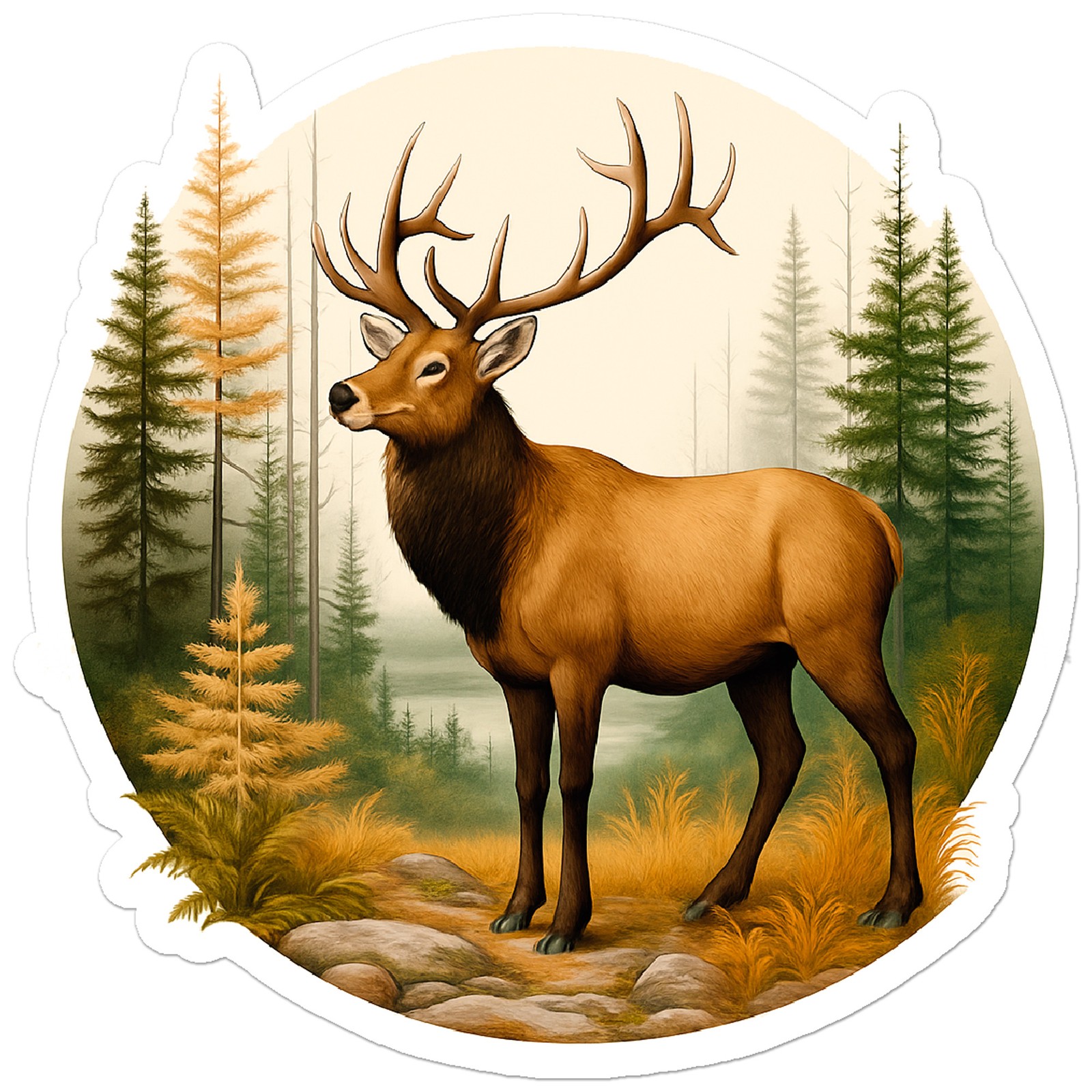 Elk in Forest – Vinyl Decal Sticker – Car Window Laptop – ebn20032