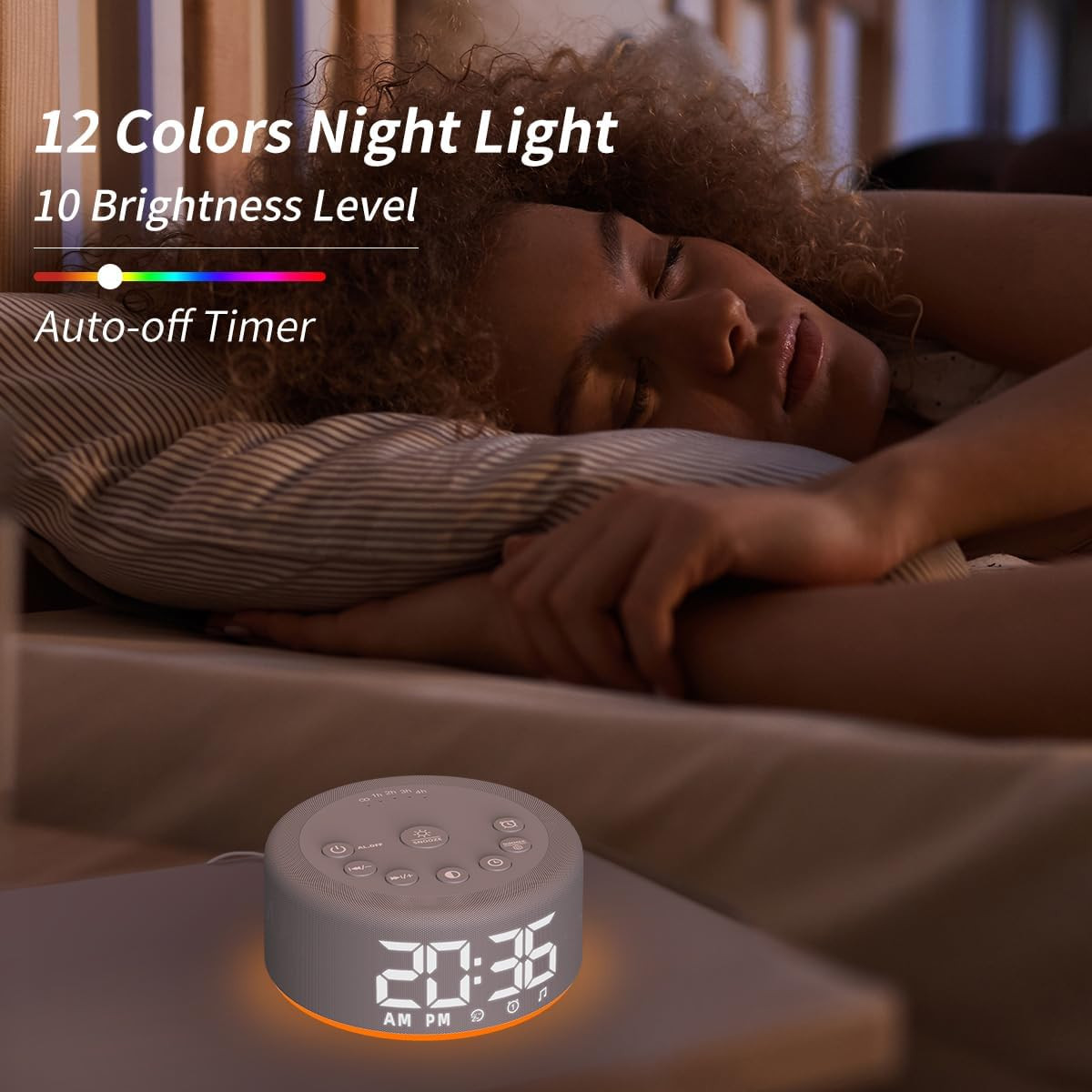 【3 in 1】 Sound Machine Alarm Clock Night Light White Noise Machine with 30 Sleep