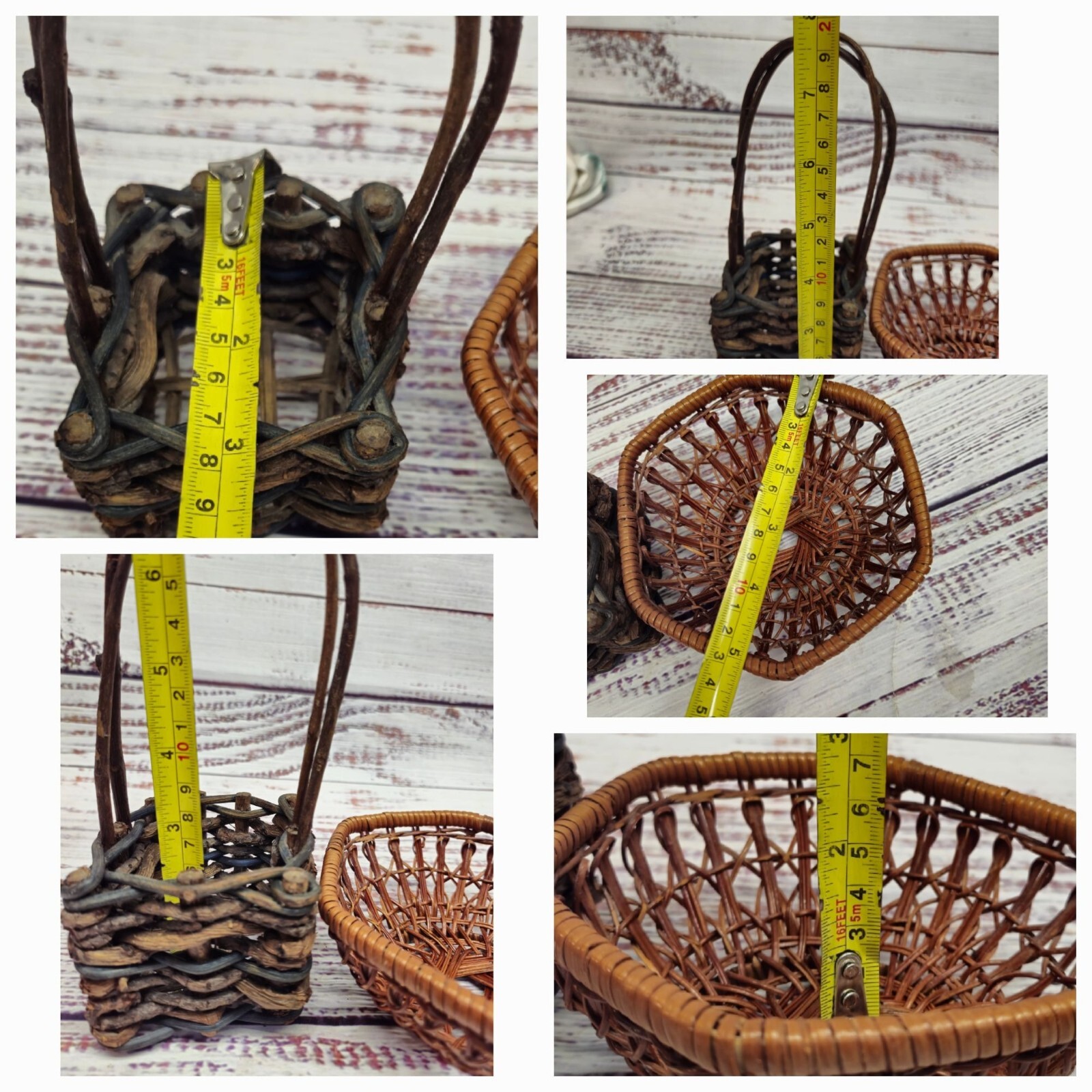Vintage Basket Set Rustic Handwoven Wicker Twig Decorative Boho flower girl