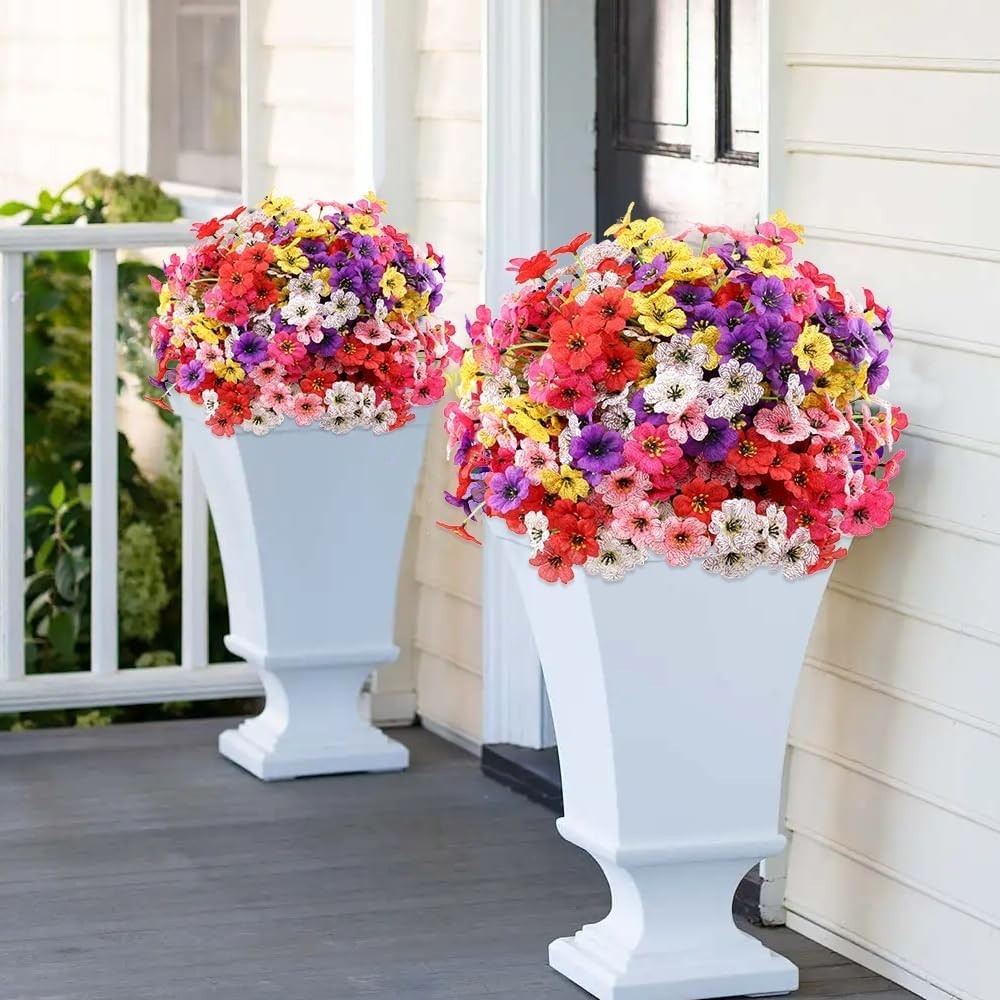 Lifelike 30 Bundle Plastic Flowers – UV Resistant for Elegant Garden Decoration