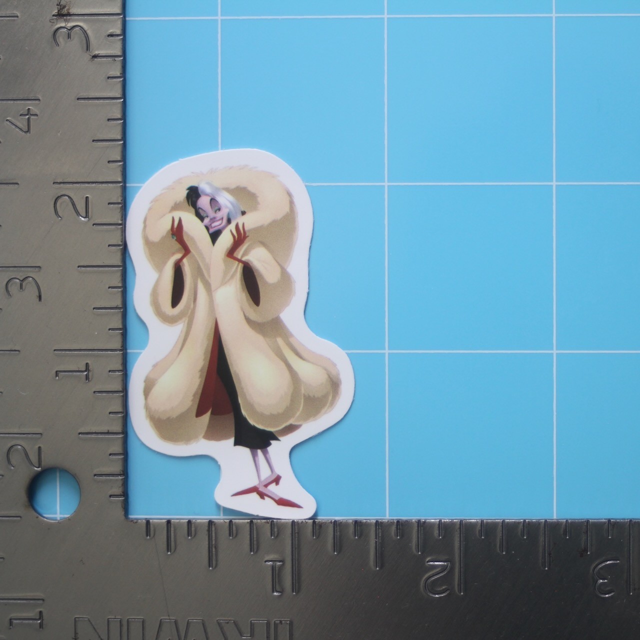 101 Dalmatians Sticker (CRUELLA DE VIL) Disney Cartoon Movie, Matte PVC Decal