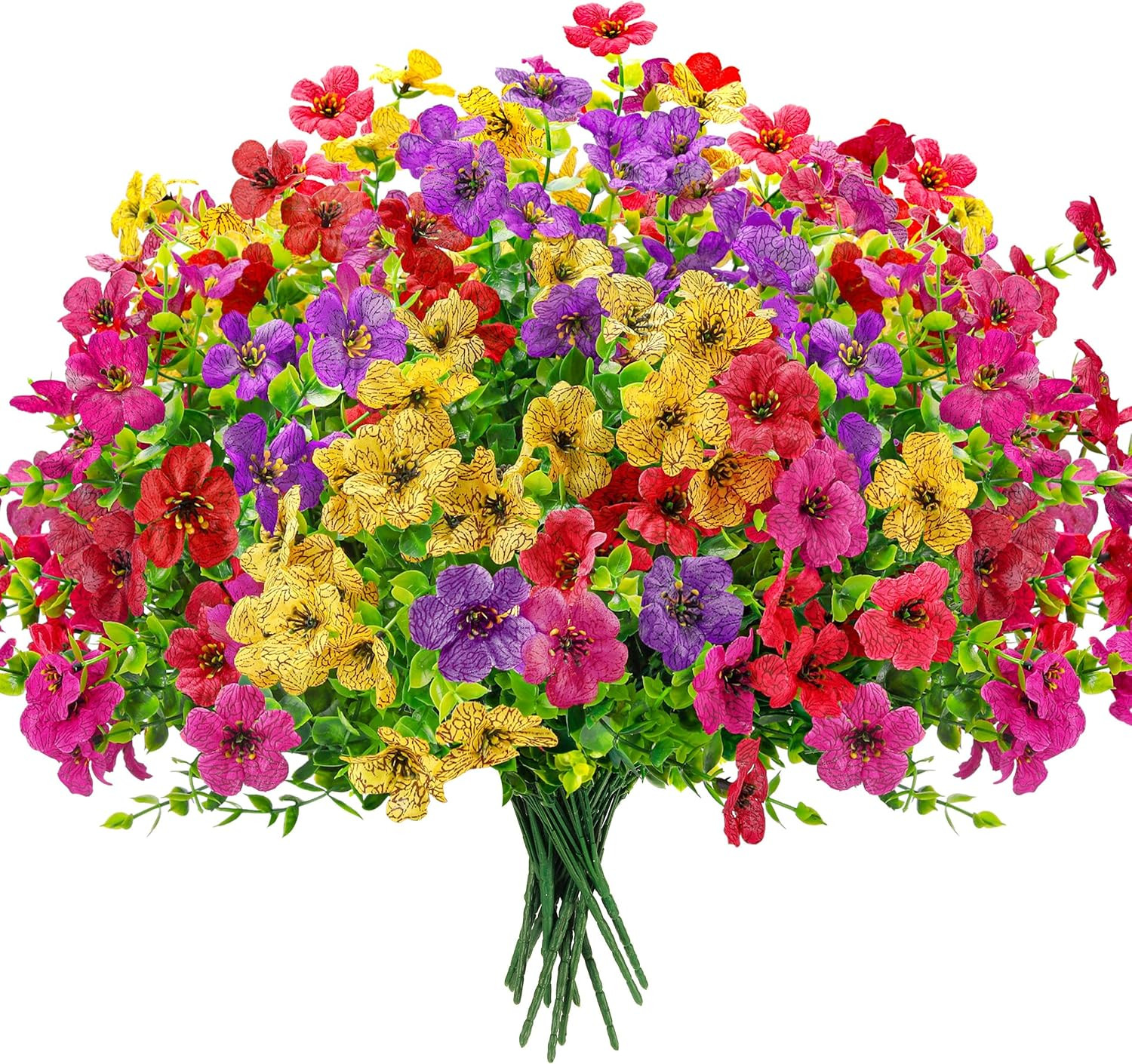 12 Bundles Artificial Flowers for Outdoors Fake Flowers Plants Spring Summer Dec