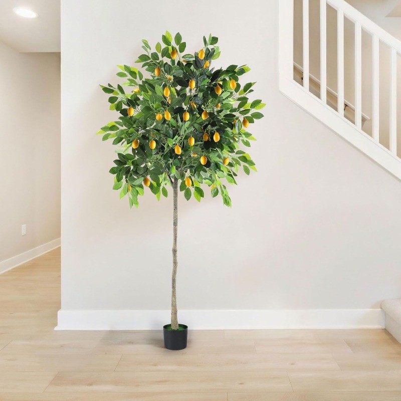 6FT Faux Lemon Tree with Vivid Leaves and Realistic Lemons for Front Porch Decor